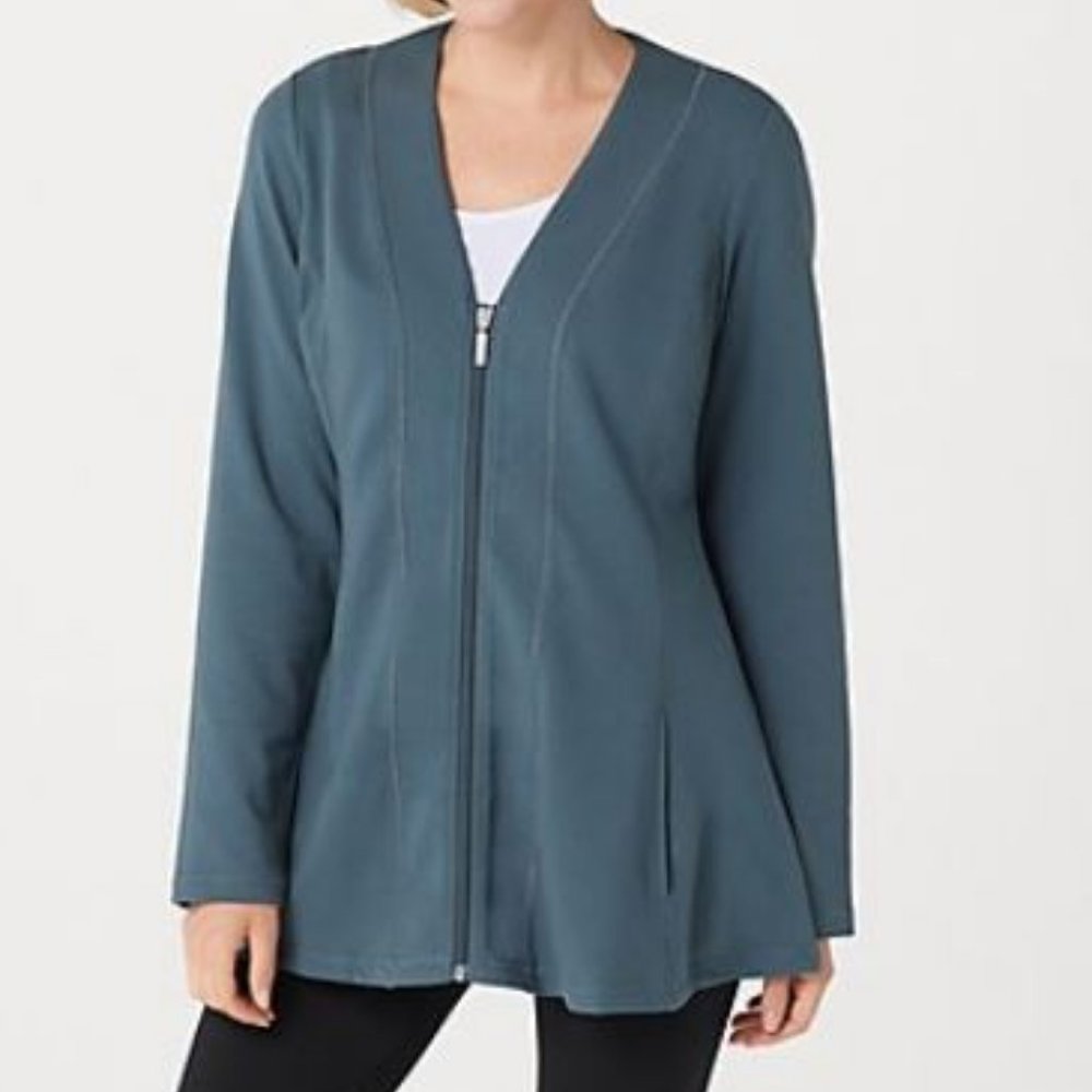 Denim&Co French Terry Zip Front Fit & Flare Jacket - Picture 3 of 3